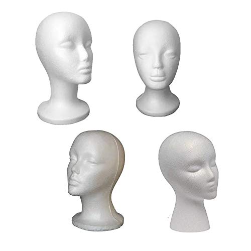 Potelin Premium Quality Styrofoam Foam Female Mannequin Head Model Wigs Glasses Cap Display Holder Accessories