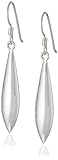 Sterling Silver High Polished Elongated Oval Puff Drop French Wire Earrings