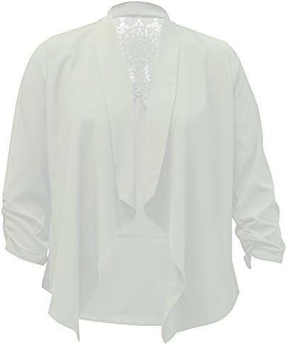 PLUSPICE Women Open Front Lace Inserted Hello Gorgeous Blazer Jacket