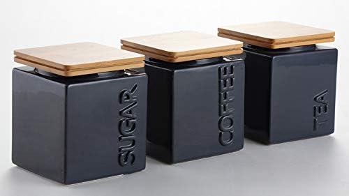 3 piezas juego tradicional frascos de almacenamiento de cerámica negra