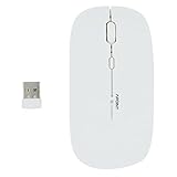 SROCKER T3 Ultra-thin 2.4GHz Wireless Silent Click Optical Mouse/Mice 3 Adjustable DPI Levels with 4 Buttons and Nano USB Receiver for Laptop/PC/Mac(White)