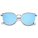 zeroUV - Metal Frame Arrow Temples Cateye Sunglasses For Women With Colored Mirror Flat Lens 58mm (Silver/Blue Mirror)