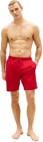 Herren Badeshorts Long Drawstring mit Logo, Rot (Medium Red), S
