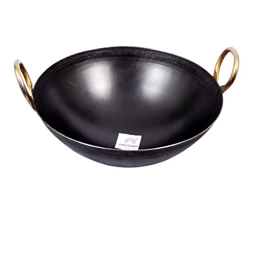 Price in India Craftenka Traditional Iron Kadhai Deep Bottom Kadai/Fry