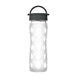 Lifefactory 16-Ounce BPA-Free Glass Water Bottle with Leakproof Cap and Silicone Sleeve, Transparent