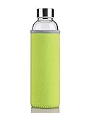 July Sky Stylish Portable Borosilicate Glass Water Bottle(18.5OZ/12.6OZ,) with Colorful Protective Bag