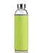 July Sky Stylish Portable Borosilicate Glass Water Bottle(18.5OZ/12.6OZ,) with Colorful Protective Bag