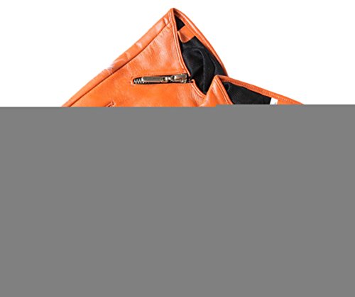 ICRGREY Women Winter Warm Leather Glove Driving Motocycle Biker Gloves Orange ICRGREY Women Winter Warm Leather Glove Driving Motocycle Biker Gloves Orange