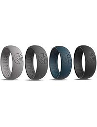 MAUI RINGS - Anillos de boda de silicona para hombre, transpirables, cómodos, atractivos y seguros, para deportes, trabajo, fitness, 8 colores, aspecto de metal precioso