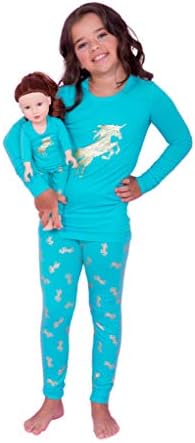 Girls Pajama by Lilli&Me | Girls and Dolls Matching Unicorn 4 Piece Pajama Sets