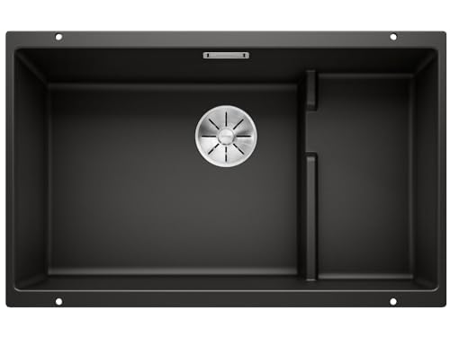 BLANCO SUBLINE 700-U Level | SILGRANIT Sink in Black | Installation Type: undermount Installation | for 80 cm Wide Base cabinets | One Cut-Out and only one Installation | [73x46x21.2 cm]