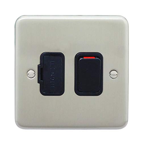 Deta 1913SCB Switched Spur Connection Unit 13 Amp Satin Chrome/Black Inserts