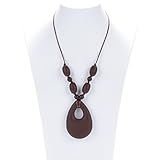 Consider It Maid Silicone Teething Necklace for Mom to Wear - FREE E-BOOK - BPA FREE and FDA Approved - Baby Love (Chocolate)