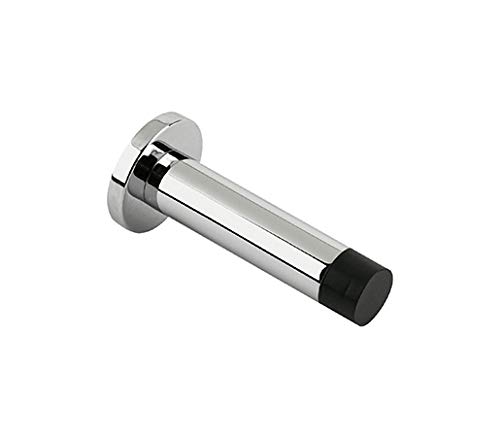 IRONZONE® 1 x Polished Chrome Projection Door Stop Wall Mounted with Superior Rubber Sound Dampening for Wall Mounted installations Supplied with Fixing Screws