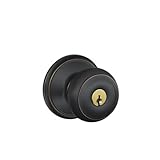 Schlage F51 GEO 716 Georgian Knob Keyed Entry Lock, Aged Bronze