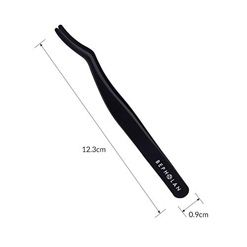 BEPHOLAN False Eyelashes Applicator Tool Eyelash Extension Tweezers Remover Clip Tweezers Nipper (Black)