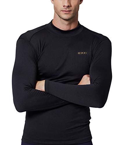 EXIO Mens Thermal Winter-Gear Compression Top Long-Sleeve Midweight Baselayer Underwear Shirt/Bottom (Ext22 Bk, 2X-Large)