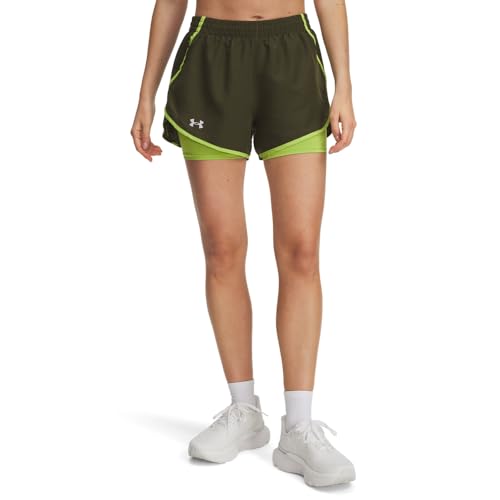 Under Armour Women's Fly by 2-in-1 Shorts, (308) Expedition Green/Green Vibe/Re…