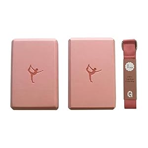 My Yoga Bundle – (2 Pack) of Yoga Blocks with 6′ Leg Strap, EVA Foam Durable Odor-Free with Metal D Shape Yoga Strap for Stretching Deep Muscle Workout and Flexibility
