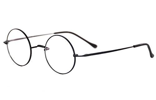 Agstum Pure Titanium Retro Round Prescription Eyeglasses Frame (Without Nose Pads) (Black, 44mm)