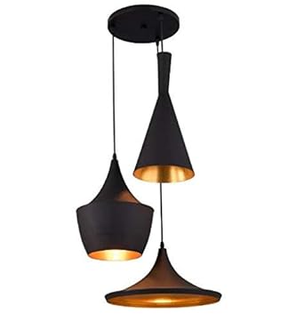 Groeien 3-Light Industrial Black Finish Metal Shade Hanging Pendant Ceiling Lamp Fixture