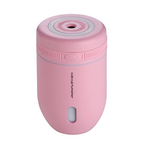 Creazy Lamp Humidifier Cute Cup Light LED Humidifier Air Diffuser Purifier Atomizer (Pink)
