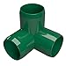 FORMUFIT 1” 3-Way Elbow Furniture Grade PVC Fitting in Green, Made in USA, UV-Resistant, Impact-Proof, 1.315” Actual Socket Diameter (Pack of 4)