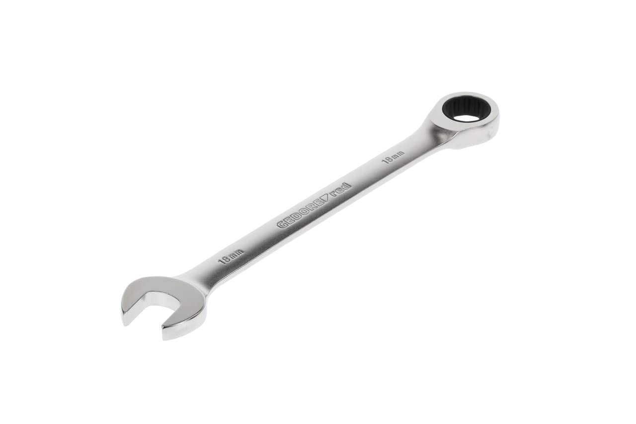 GEDORE red Combination ratchet spanner, with ratchet, AF 18 mm, Flat, Bi-hex, Spanner, R07100180