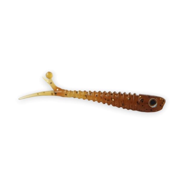 FISHIN ADDICT Micro NANO-FRY curly split tail fishing lures 1.5'' (38mm) 0.35g drop shot pack of 10 (AMBER GHOST)