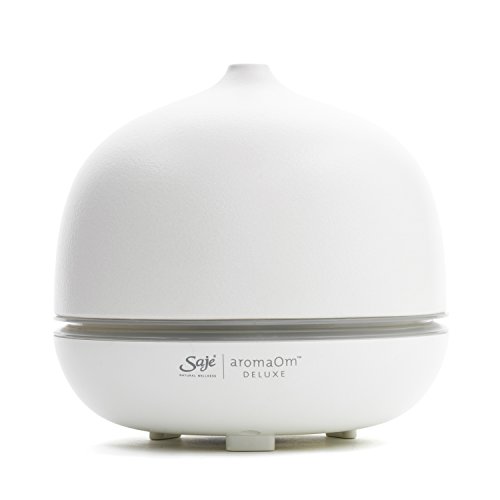 Saje Aroma Om Deluxe Essential Oil Diffuser, Ultrasonic Aromatherapy Diffuser, Ceramic (11-22 Hr Run Time) (White)