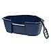 IRIS USA Large Corner Cat Litter Box with Scoop, Open Top High Sided Kitty Litter Pan, Navy