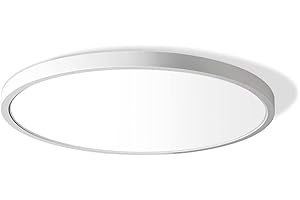 LIGHTINGWILL 12 Inch LED Flush Mount Ceiling Light Fixture, 5000K Daylight White, 3200LM, 24W, Flat Modern Round Lighting Fixture, 240W Equivalent White Ceiling Lamp for Kitchens, Stairwells, Bedrooms.etc.