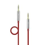 Anker 3.5mm Nylon Braided Auxiliary Audio Cable (4ft / 1.2m) Tangle-Free AUX Cable for Headphones, iPods, iPhones, iPads, Home/Car Stereos and More (Red)