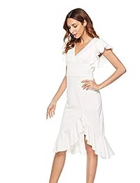 LovInParis - Vestido de fiesta de noche para mujer, cuello en V, con mangas de volante