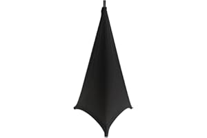 Gicov Speaker Stand Cover Tripod Stand Skirt Skrim Floor Speaker Tripod Support Stand Cover Skirt 3 Side DJ Speaker Cover with Travel Bag for Weddings Banquets Events Black (1Pack)