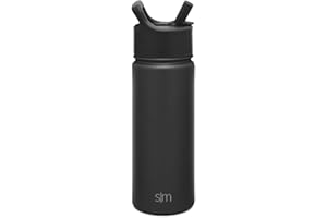 Simple Modern Kids Water Bottle with Straw Lid Vacuum Insulated Stainless Steel Metal Thermos Bottles | Reusable Leak Proof BPA-Free Flask for School | Summit Collection | 18oz, Midnight Black