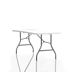 COSCO Fold-in-Half Banquet Table w/Handle, 6ft, White