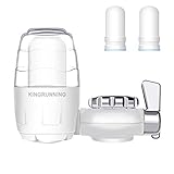 KINGRUNNING Faucet Water Filter, Water Filter System with Activated Carbon, Adsorb Harmful Heavy Metals and Sediments, Fits Most Standard Faucets with 3 Filters