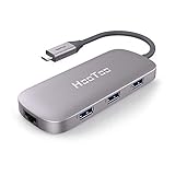 HooToo USB C Hub, USB C Adater with Ethernet Port, 4K HDMI, 100W Power Delivery, 3 USB 3.0 Ports for MacBook Pro & Google Chromebook & and More Type C Laptops ( Space Grey)