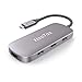 HooToo USB C Hub, 6-in-1 USB C Adapter with Ethernet Port, 4K USB C to HDMI, 100W Power Delivery, 3 USB 3.0 Ports for MacBook/Pro/Air & Type C Windows Laptops - Space Grey