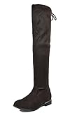 DREAM PAIRS New Women's Faux Strechy Suede Casual Over The Knee Thigh High Winter Lady Boots