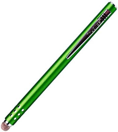 TruGlide Mesh Fiber Stylus with Microfiber Knit Tip for All Capacitive Touch Screen Tablets, iPad, and Smartphone (Green with Silver Clip)