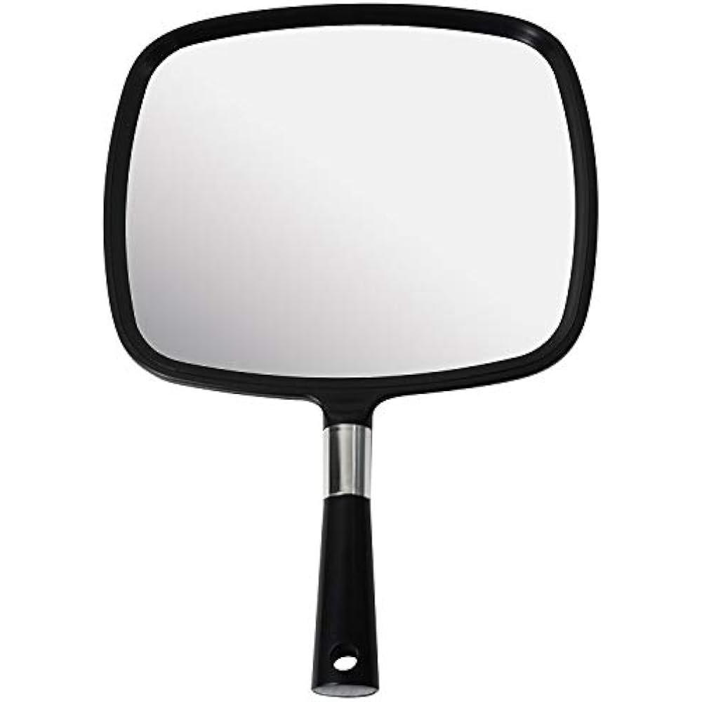 Large & Comfy Hand Held Mirror With Handle Barber Model In Black (1