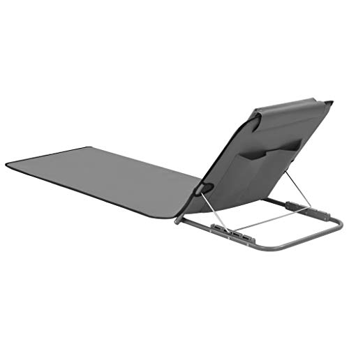 vidaXL 2X Strandmatte Klappbar Grau Sonnenliege Strandliege Gartenliege Liege – Bild 5