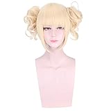 NEWNESS Cosplay Wig Short Blonde Ponytail Synthetic Anime Wig for My Hero Academia Himiko Toga