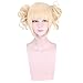 NEWNESS Cosplay Wig Short Blonde Ponytail Synthetic Anime Wig for My Hero Academia Himiko Toga