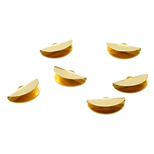 Monrocco 60 Pieces Ribbon Semi Circle Crimp End Clip Clamp Cord Cap Tip for DIY Jewelry Making Findings,Gold