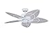 kathy ireland HOME Batalie Breeze Outdoor Ceiling Fan, 52 Inch | Large Metal Fixture with Palm Leaf Blades, Quiet Motor, and Pull Chain | Tropical Style for Outside and Indoor Home Decor, White