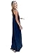 Mixmax Women's Strappy Casual Loose Boho Chiffon Pocket Long Maxi Dress (Medium, Navy Blue)