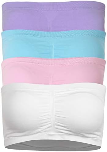 DD DEMOISELLE Women's Bandeau Bra, Basic Layering Seamless Bra Crop Tube Top Bandeau Strapless Brarette